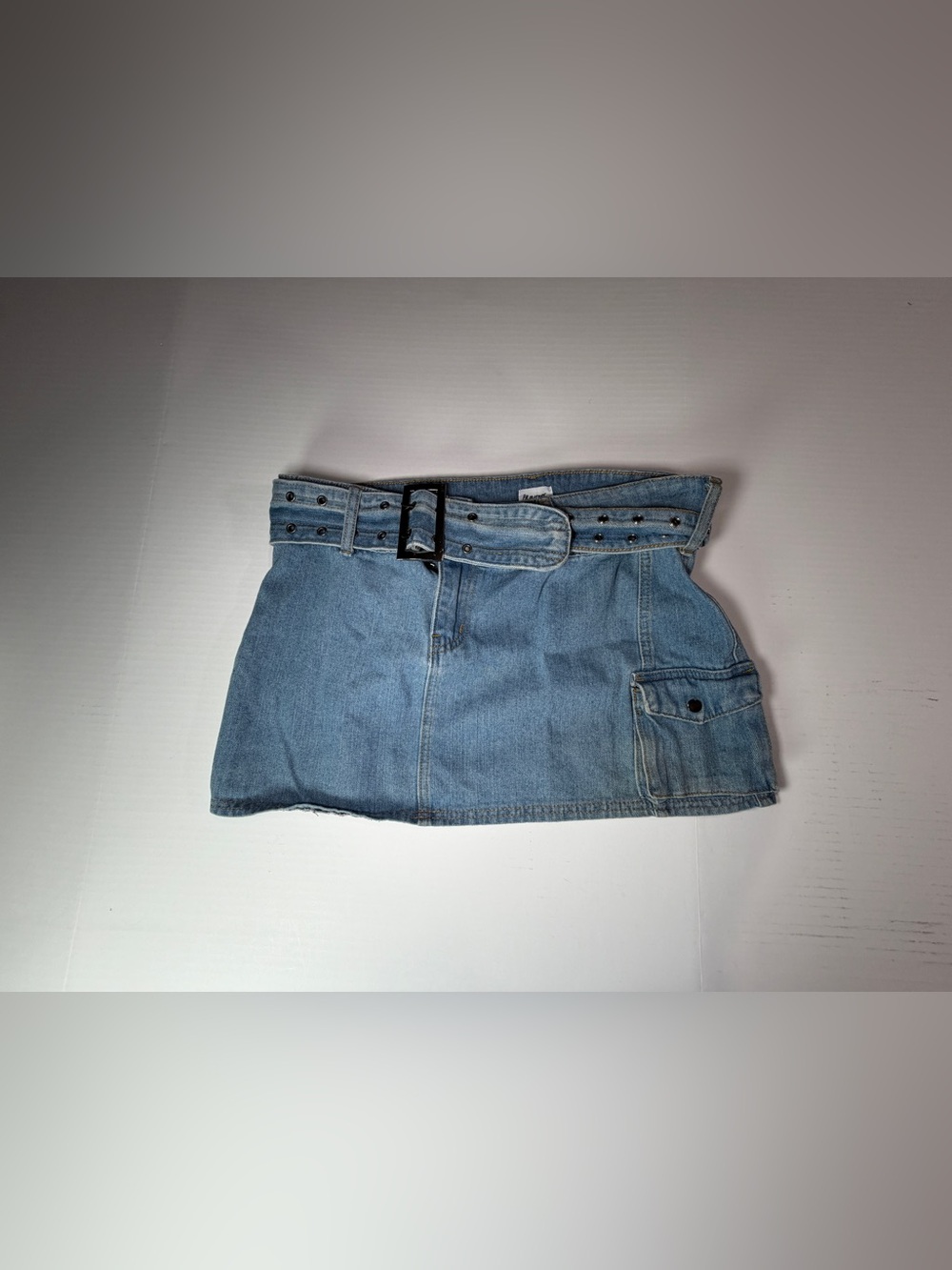 Princess Polly Light Blue Denim Mini Skirt with Studded Belt